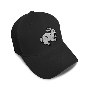Kids Baseball Hat Sitting Rabbit Black Outline Embroidery Toddler Cap Cotton