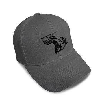 Kids Baseball Hat Angry Shark Face Outline Embroidery Toddler Cap Cotton