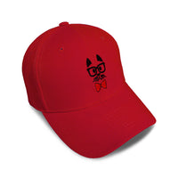 Kids Baseball Hat Smart Dog Face Red Bow Tie Embroidery Toddler Cap Cotton - Cute Rascals