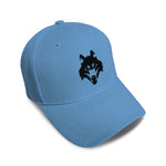 Kids Baseball Hat Wolf Face Black Embroidery Toddler Cap Cotton - Cute Rascals
