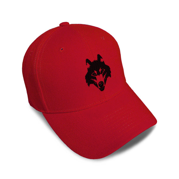 Kids Baseball Hat Wolf Face Black Embroidery Toddler Cap Cotton - Cute Rascals