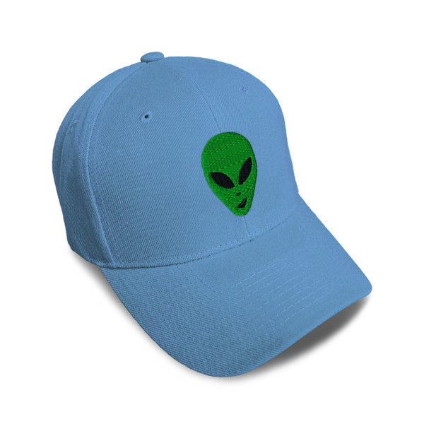 Kids Baseball Hat Green Happy Alien Face Embroidery Toddler Cap Cotton - Cute Rascals