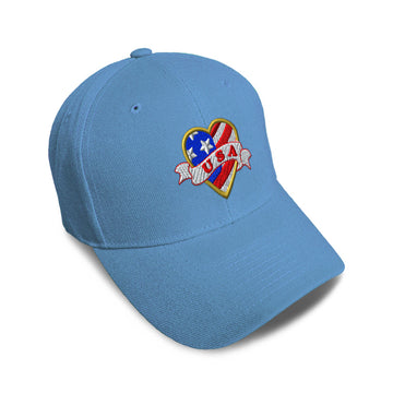 Kids Baseball Hat U.S.A Tattoo Heart Embroidery Toddler Cap Cotton