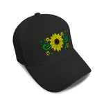 Kids Baseball Hat Plant Nature Sunflower Border Embroidery Toddler Cap Cotton - Cute Rascals