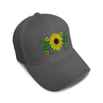 Kids Baseball Hat Plant Nature Sunflower Border Embroidery Toddler Cap Cotton - Cute Rascals