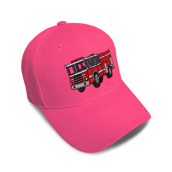 Kids Baseball Hat Fire Engine Truck A Embroidery Toddler Cap Cotton - Cute Rascals