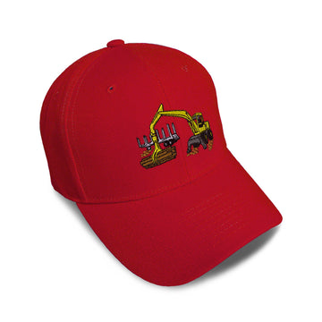 Kids Baseball Hat Logging Excavator Construction Embroidery Toddler Cap Cotton