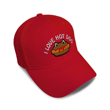 Kids Baseball Hat I Love Hot Dogs Embroidery Toddler Cap Cotton