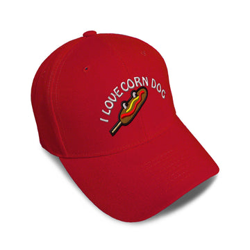 Kids Baseball Hat I Love Corn Dog Embroidery Toddler Cap Cotton