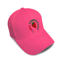 Kids Baseball Hat I Love Strawberries Embroidery Toddler Cap Cotton - Cute Rascals