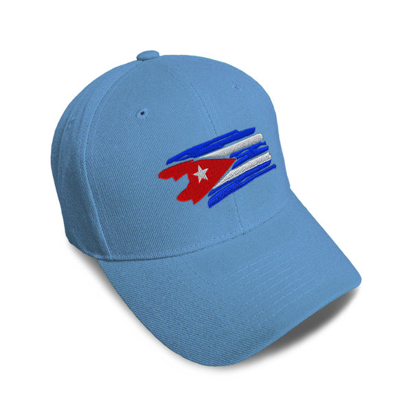 Kids Baseball Hat Cuban Flag Drawing Lines Embroidery Toddler Cap Cotton - Cute Rascals