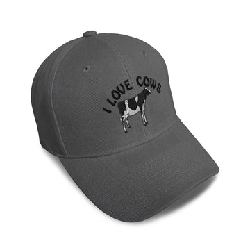 Kids Baseball Hat I Love Cows Embroidery Toddler Cap Cotton