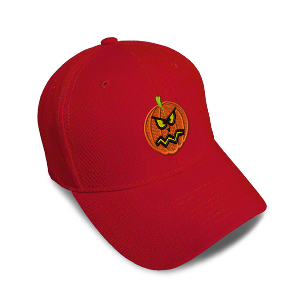 Kids Baseball Hat Scary Pumpkin Face Embroidery Toddler Cap Cotton - Cute Rascals