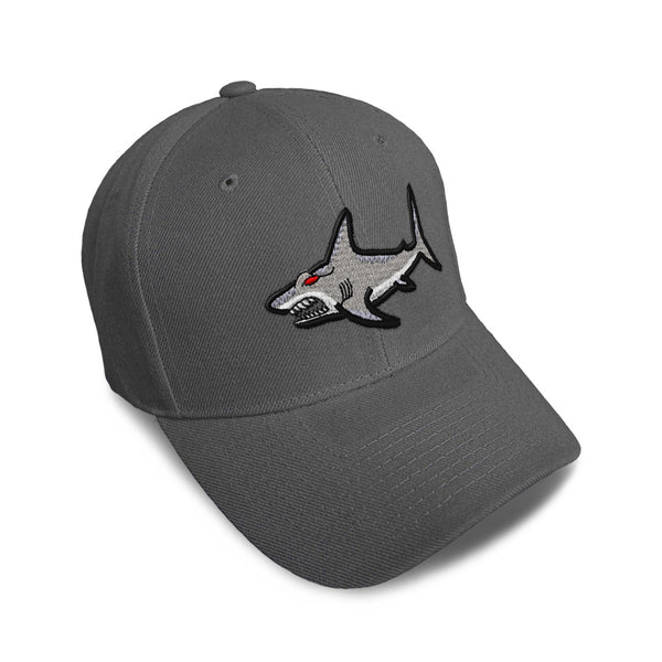 Kids Baseball Hat Mean Shark Embroidery Toddler Cap Cotton - Cute Rascals