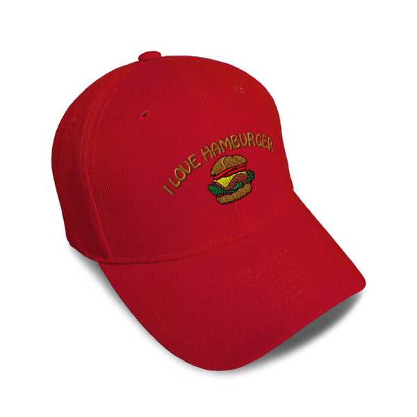 Kids Baseball Hat I Love Hamburger Embroidery Toddler Cap Cotton - Cute Rascals