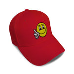 Kids Baseball Hat Emoji Smiley Happy Face Embroidery Toddler Cap Cotton - Cute Rascals