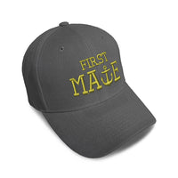 Kids Baseball Hat Gold Letters First Mate Embroidery Toddler Cap Cotton - Cute Rascals