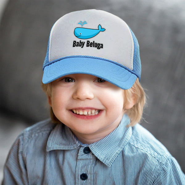 Kids Trucker Hats Baby Beluga Blue Whale Ocean Sea Life Boys Hats & Girls Hats - Cute Rascals