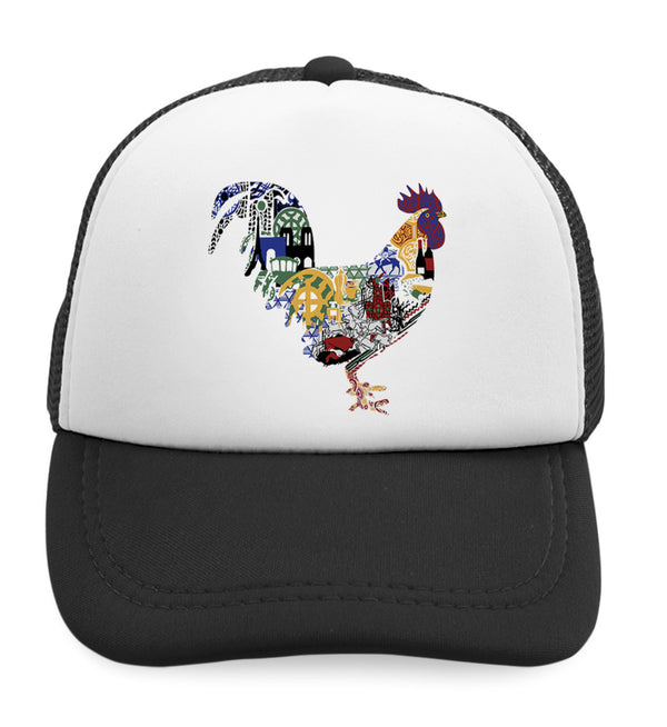 Kids Trucker Hats Rooster in Ornament Animals Farm Boys Hats & Girls Hats Cotton - Cute Rascals