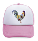 Kids Trucker Hats Rooster in Ornament Animals Farm Boys Hats & Girls Hats Cotton - Cute Rascals