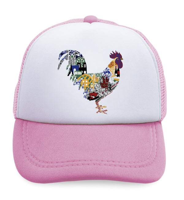 Kids Trucker Hats Rooster in Ornament Animals Farm Boys Hats & Girls Hats Cotton - Cute Rascals