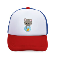 Kids Trucker Hats Cat Gray Cat Lover Kitty Boys Hats & Girls Hats Cotton - Cute Rascals
