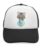 Kids Trucker Hats Cat Gray Cat Lover Kitty Boys Hats & Girls Hats Cotton - Cute Rascals