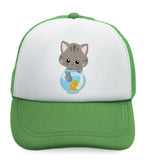 Kids Trucker Hats Cat Gray Cat Lover Kitty Boys Hats & Girls Hats Cotton - Cute Rascals
