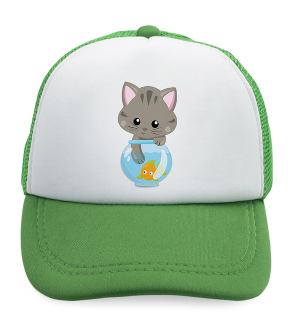 Kids Trucker Hats Cat Gray Cat Lover Kitty Boys Hats & Girls Hats Cotton - Cute Rascals