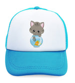 Kids Trucker Hats Cat Gray Cat Lover Kitty Boys Hats & Girls Hats Cotton - Cute Rascals