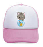 Kids Trucker Hats Cat Gray Cat Lover Kitty Boys Hats & Girls Hats Cotton - Cute Rascals
