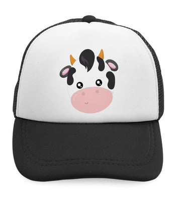 Kids Trucker Hats Cow Face Farm Boys Hats & Girls Hats Baseball Cap Cotton