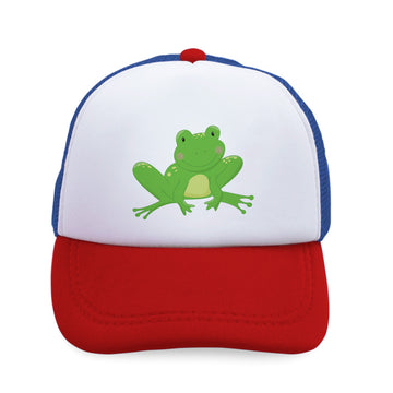 Kids Trucker Hats Frog Sits Funny Boys Hats & Girls Hats Baseball Cap Cotton