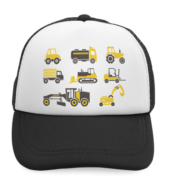 Kids Trucker Hats 8 Construction Cars Boys Hats & Girls Hats Baseball Cap Cotton - Cute Rascals