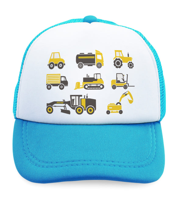 Cute Rascals® kids Trucker Hats 8 Construction Cars toddler hat