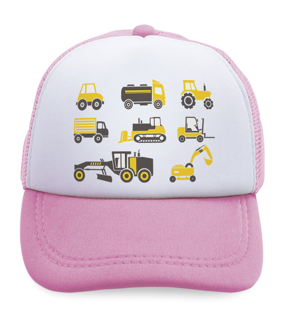 Kids Trucker Hats 8 Construction Cars Boys Hats & Girls Hats Baseball Cap Cotton - Cute Rascals