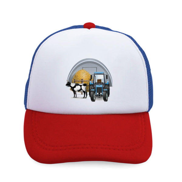 Kids Trucker Hats Tractor in Farm Cow Boys Hats & Girls Hats Baseball Cap Cotton - Cute Rascals