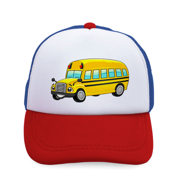 Kids Trucker Hats School Bus Smiling Boys Hats & Girls Hats Baseball Cap Cotton - Cute Rascals