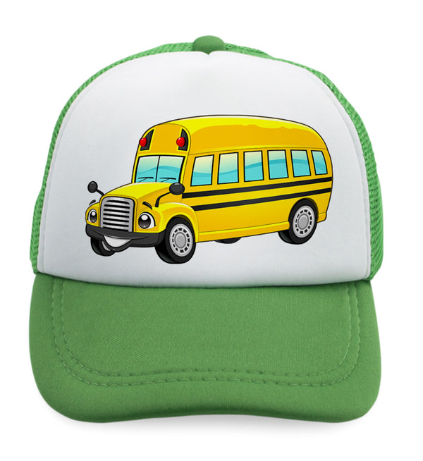 Kids Trucker Hats School Bus Smiling Boys Hats & Girls Hats Baseball Cap Cotton - Cute Rascals