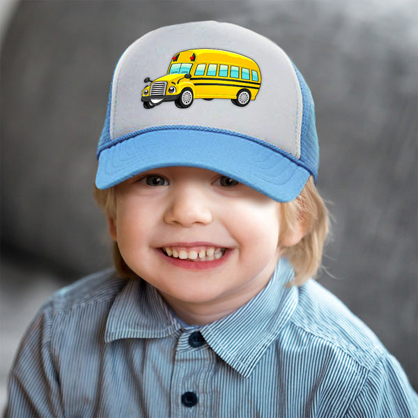 Kids Trucker Hats School Bus Smiling Boys Hats & Girls Hats Baseball Cap Cotton - Cute Rascals