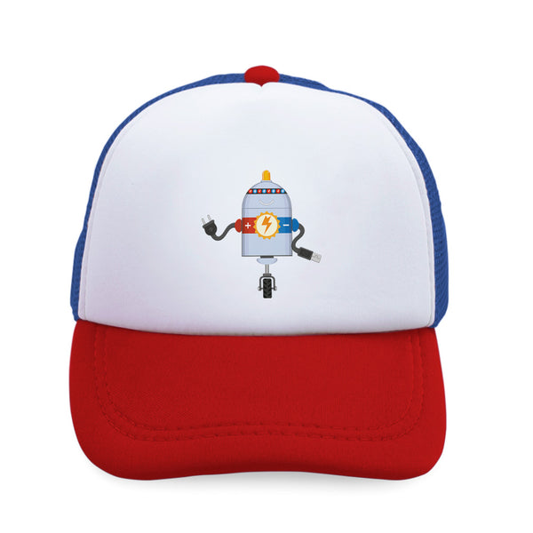 Kids Trucker Hats Robot Robotics Engineering with Plug Instead of Arms Cotton - Cute Rascals