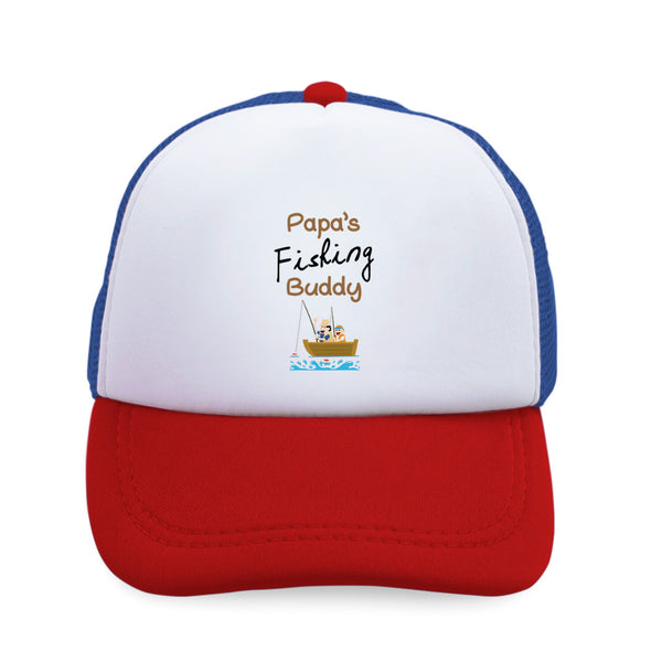 Kids Trucker Hats Papa's Fishing Buddy Dad Father's Day Boys Hats & Girls Hats - Cute Rascals