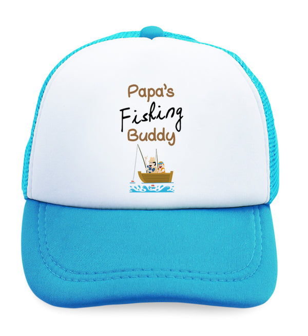 Kids Trucker Hats Papa's Fishing Buddy Dad Father's Day Boys Hats & Girls Hats - Cute Rascals