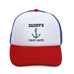 Kids Trucker Hats Daddy's First Mate Sailing Captain Dad Father's Day Cotton - Cute Rascals