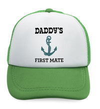 Kids Trucker Hats Daddy's First Mate Sailing Captain Dad Father's Day Cotton - Cute Rascals