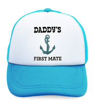 Kids Trucker Hats Daddy's First Mate Sailing Captain Dad Father's Day Cotton - Cute Rascals