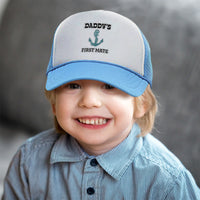 Kids Trucker Hats Daddy's First Mate Sailing Captain Dad Father's Day Cotton - Cute Rascals