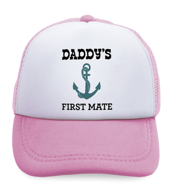 Kids Trucker Hats Daddy's First Mate Sailing Captain Dad Father's Day Cotton - Cute Rascals