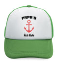 Kids Trucker Hats Papa's First Mate Sailing Captain Dad Father's Day Cotton