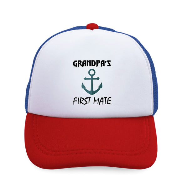 Kids Trucker Hats Grandpa's First Mate Grandpa Grandfather Baseball Cap Cotton - Cute Rascals